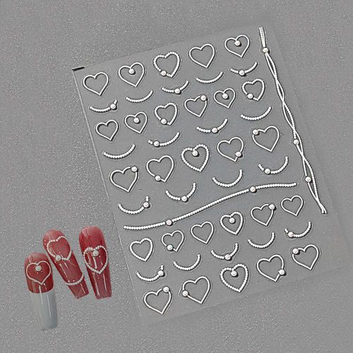 

Nail Art Pearl Stone Wedding Necklace Heart Emboss Sticker 2 Types
