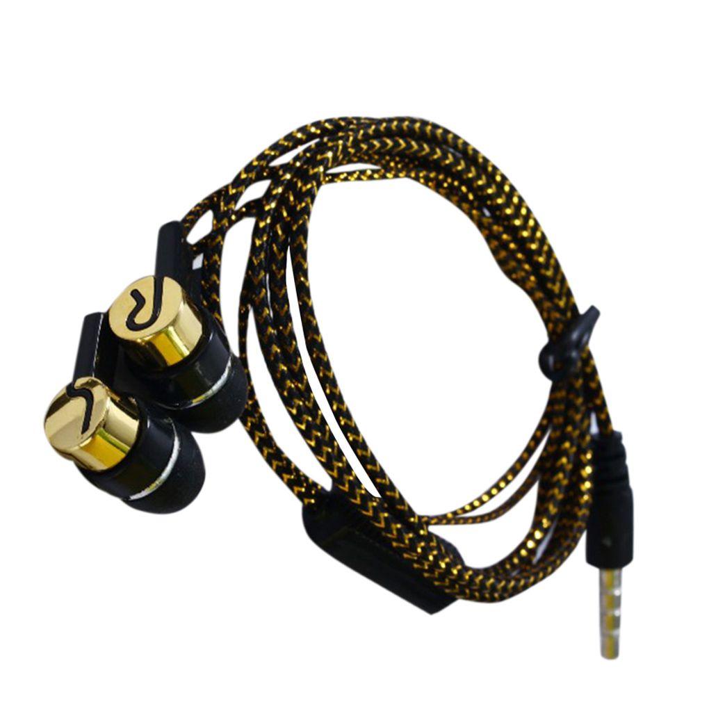 3.5mmHeavy Bass Microphone Silicone Woven Antifreeze Line Earbud In-Ear Earphone