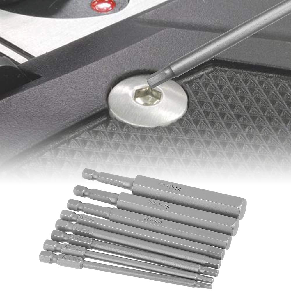 Saipor Hex Shank Driver Precision Screwdriver Drill Bit Magnetic Screwdriver Bits for Power Tools 8-Piece 6.35mm Bits, Set, 2.5mm-12mm Set, (100mm