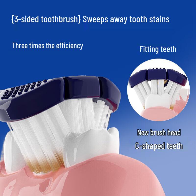 Baicuilai Weichborsten 3-seitige Zahnbürste für Erwachsene