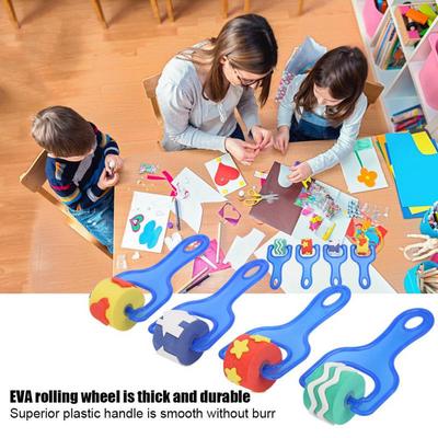 4Pcs/set Children's DIY Painting Tools Sponge Roller Brush Sponge Roller Brush Graffiti Roller Brush