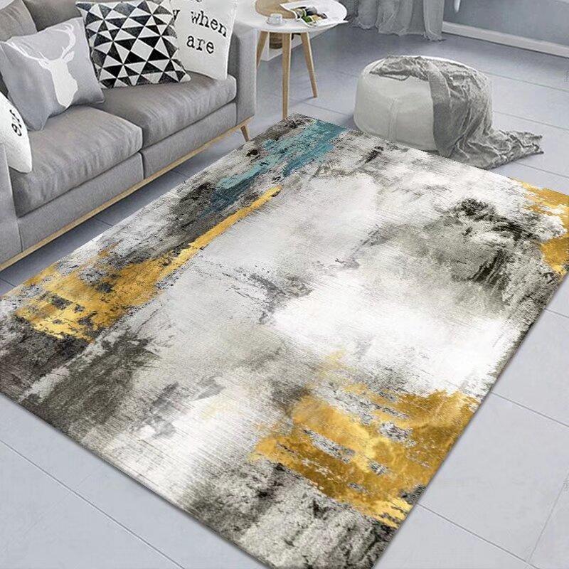 Simple Abstract Carpet, Living Room Sand Room Bedroom Dirt-Resistant Carpet, Large Area Crystal Velvet Floor Mat