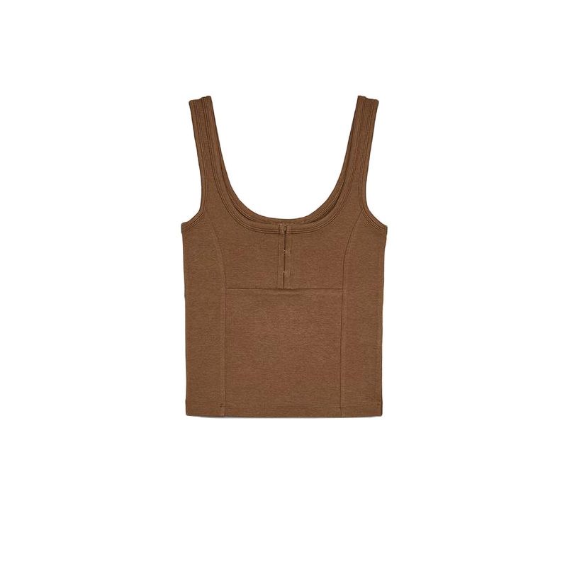 Spring New Women's Clothing Press Ornament Shoulder Strap Minimalist Easiest for Match round Neck Spaghetti-Strap Camisole Top 4424312