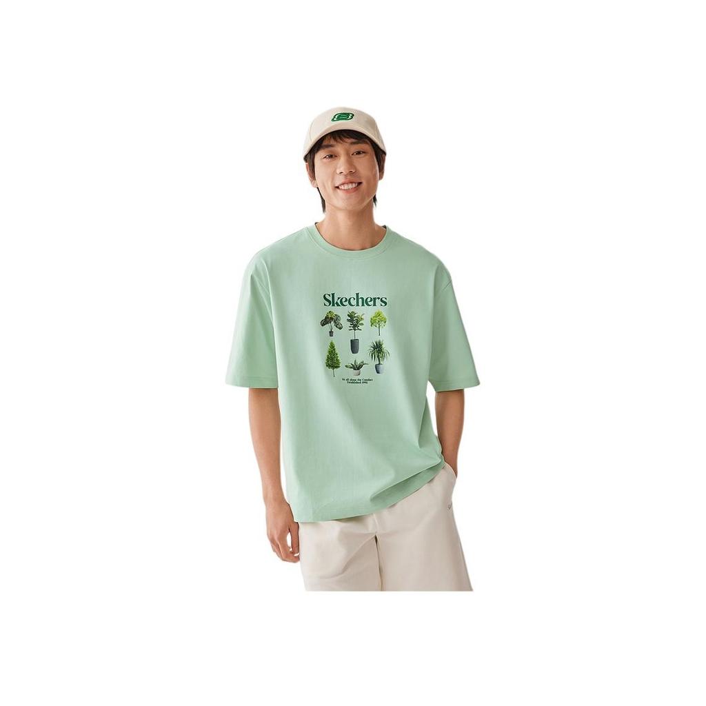 Skechers Sport Life SS25 Loose Comfortable Round Neck Short Sleeve Breathable T-Shirt Unisex Tops Light-Green L225U062-04BJ