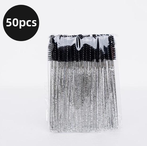 disposable eyelash brushes, mascara wand makeup applicator set for eyelash and eyebrow extension with container (black) Silicone чёрный