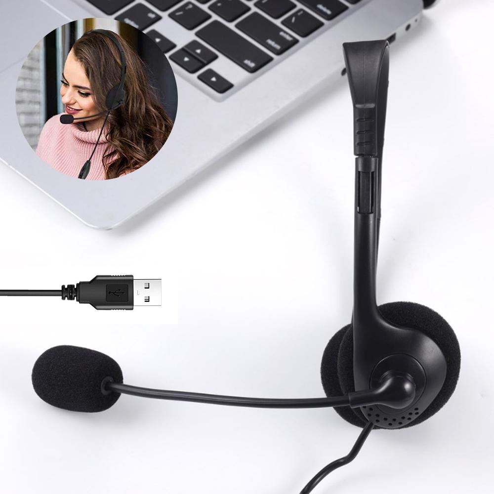 USB Computer Headphone with Noise Cancelling Microphone Chatting Network Teaching Video Conference Stereo Wired Headset Earpiece