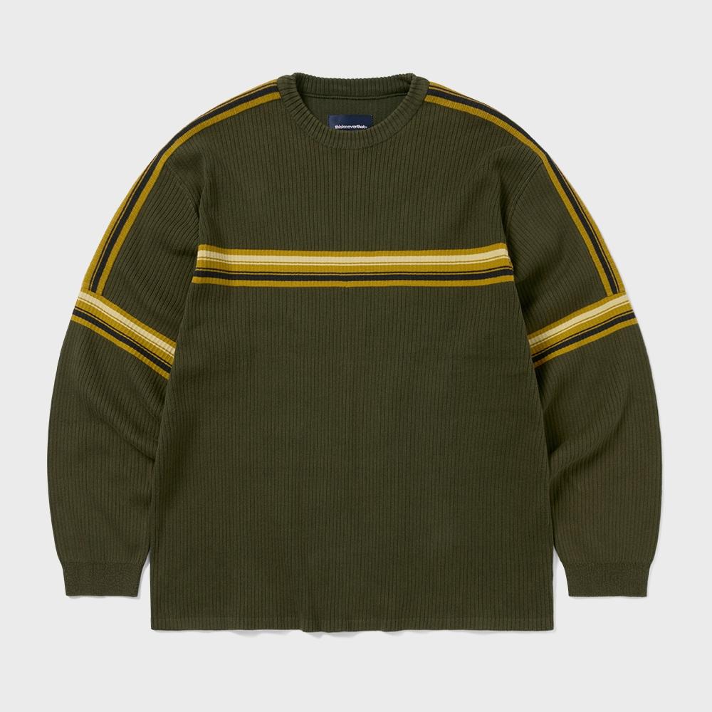 ThIS IS Never That Striped Knit L S Top oLive S