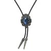 Mens American Bolo Tie Western Antique Crystal Cowboy Pendant Shirt Chain Collar Necktie Leather Rope Jewelry Necklace
