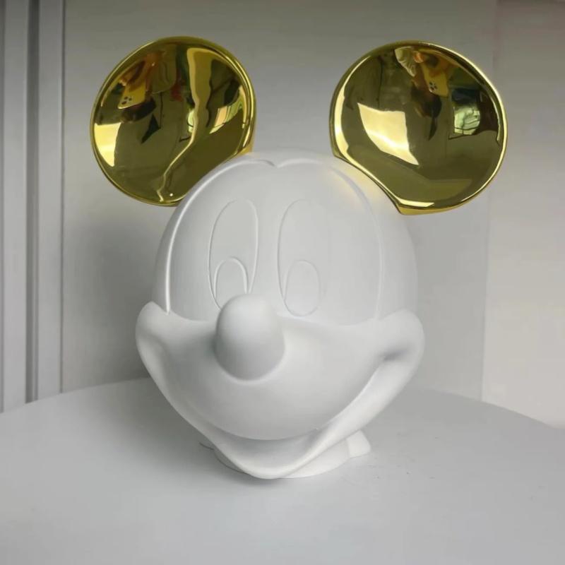 18cm New Gold/Silver Mickey Mouse Head Figures Piggy bank Resin Statue TV stand cabinet Desktop Home Decor Ornament bithday gift