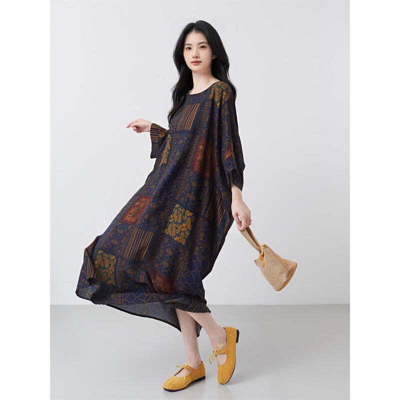 Aiyilian Women s Retro Print Summer Dress EU 40