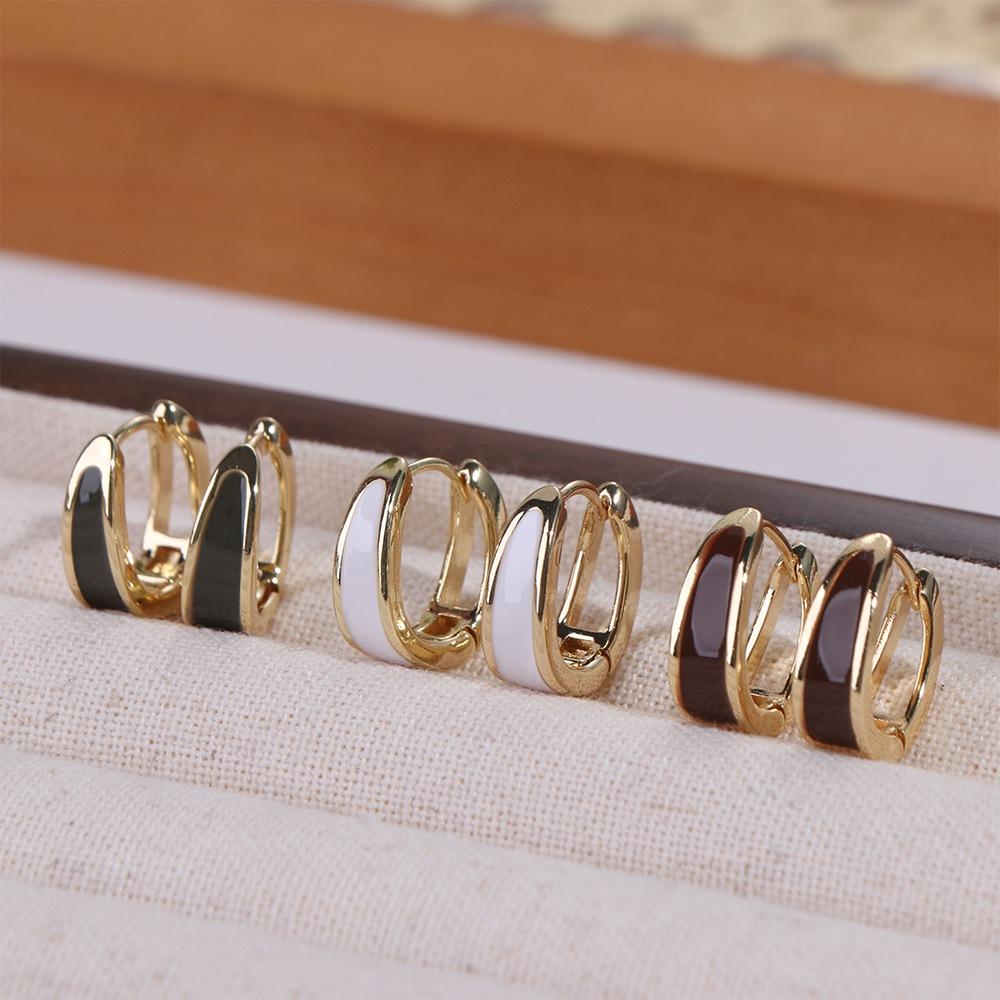 Öl Modedesign Emaille Ohrschnalle Damen Creolen Koreanischer Stil Ohrringe Huggie Ohrringe