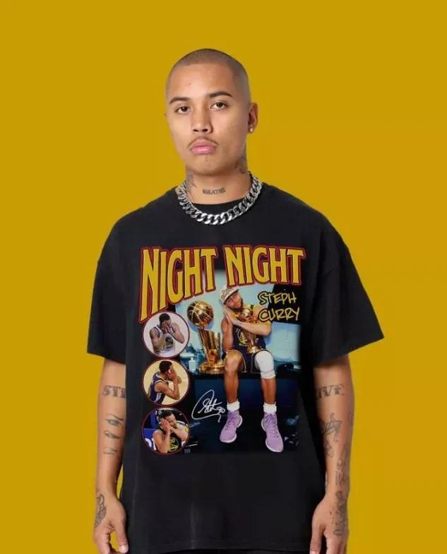Футболка Стефена Карри, Винтажная футболка Stephen Curry Night Night, Баскетбольная футболка S