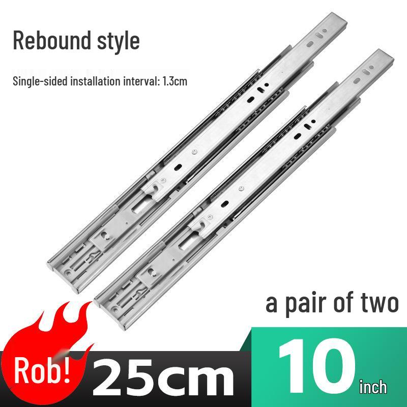 Stainless Steel Soft-Close Drawer Slides: Three-Section, Self-Opening, Silent Runners