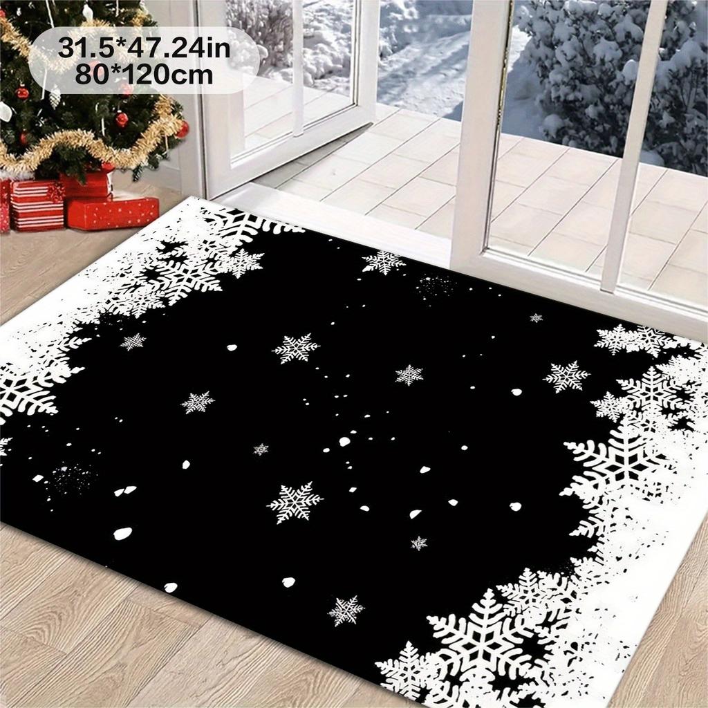 1 Stück Schneeflockenmuster Fußmatte Modern Küche Polyester Teppich Rutschfest Bunt Innen Teppich, Für Zuhause Badezimmer Schlafzimmer Wohnzimmer Dekor