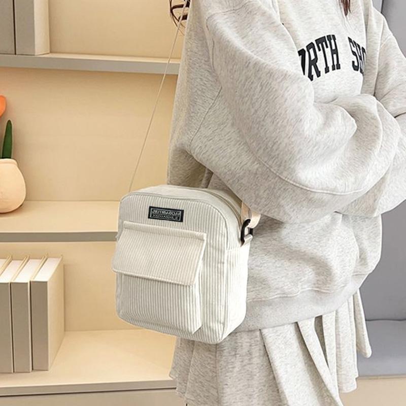 Cozy Corduroy Crossbody Bag Multi-Color Adjustable Strap Lightweight for Daily Outings Casual Functial Stylish Mini Bag