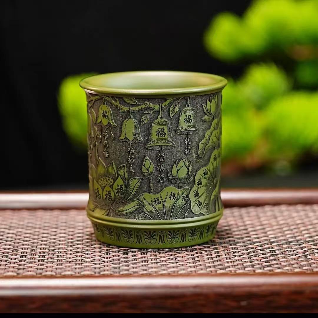 

150ml Yixing Purple Clay Lotus Hundred Blessings Teacup Zen Tea Bowl Water Jug Tea-tasting Smelling Cup Chazhan Master Cups Gift As Your Choose