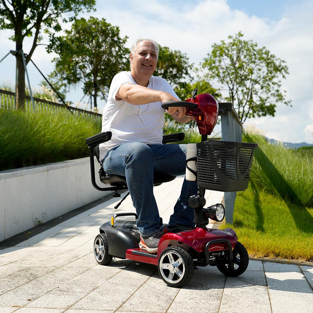 IScooter X02 Scooter de Mobilité à 4 Roues Moteur 250W Batterie 12Ah 3 Vitesses 2-8KM/H avec Pneus Pleins de 8'' Autonomie 20KM Scooter de Mobilité Électrique Compact