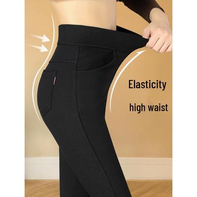 Women's High-Waist Imitation Denim Leggings - Small Size, Warm Cotton, Slimming, Plus Size Available, Tight Fit for Spring and Autumn