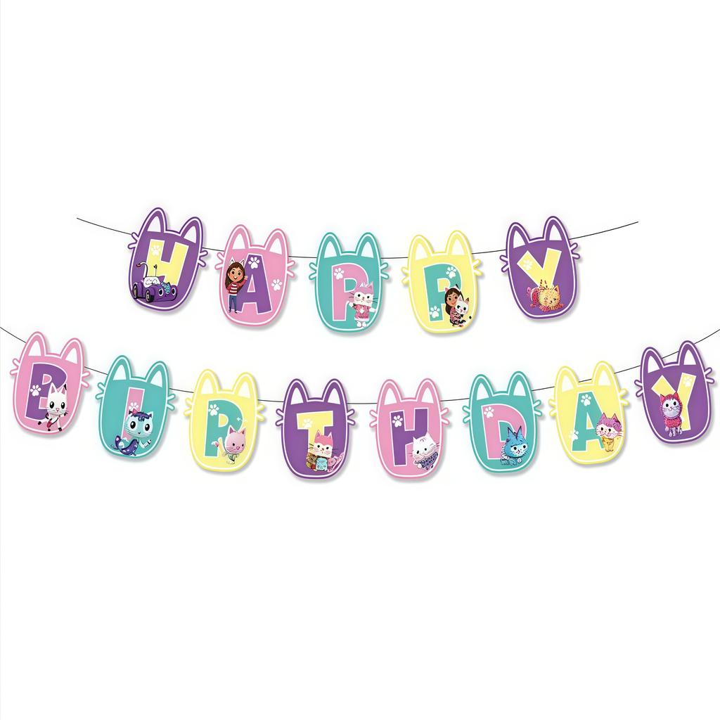 Gabby Dollhouse Birthday Decoration Gabby Disposable Dishes For Parties Girls Boys Favors Baby Shower Supplies Child Party Decor
