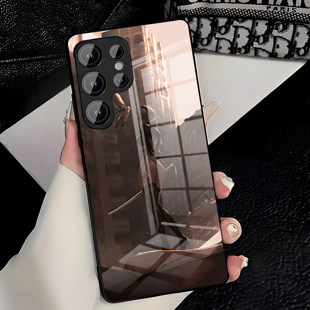 N-NieR Automata 2B Phone Case For Samsung S26 S25 Plus S20 S20 Plus S22 Ultra S23 FE S21 Plus S21 Ultra Glass Cover