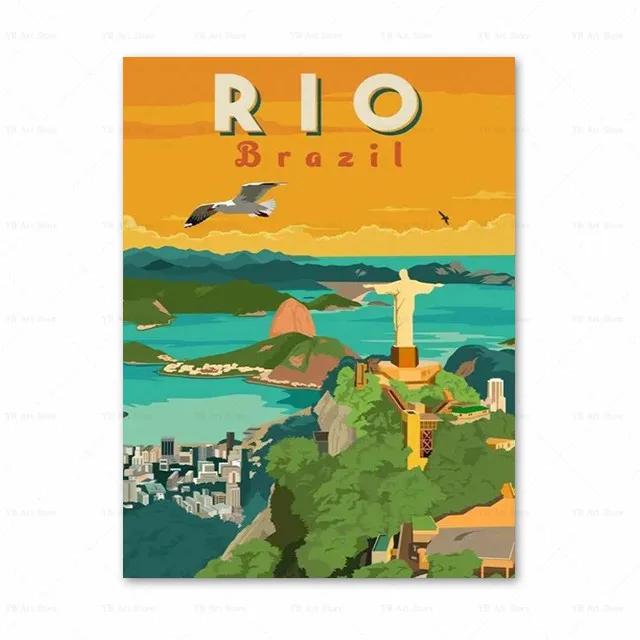 Spanien Amalfiküste Santorini Französische Riviera Italien Druck Kunst Leinwand Poster Für Wohnzimmer Dekoration Zuhause Wandbild