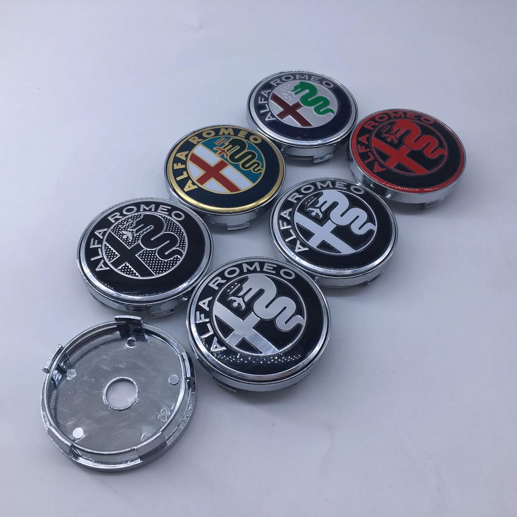 4 Stück 60mm Auto-Radnabenkappe Dekoration Logo Mittelkappe Schutz für Alfa Romeo Giulia Giulietta 159 Mito Spider GTA