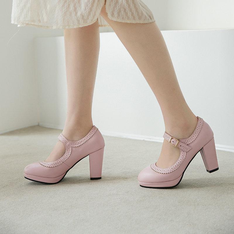 Taille 32-43 Femmes Filles Talons Hauts Femmes Tendance 2026 Talons Épais Plateforme Lolita Mary Jane Élégant Chaussures de Soirée Mariage