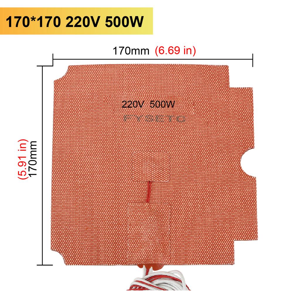 Flexible Silicone Heater Pad 220V for 3D Printer Bed Custom Silicone Heating Sheet with Adjustable Temperature and Uniform Heat