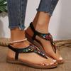 Fashion Womens Gladiator Sandals Fashion Bohemian Sandals for Women 2025 New Clip-Toe Flat Women Shoes Woman Pu Leather Non-Slip Sandals