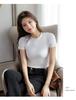 Small High Neck Pure Cotton Design New Spring and Summer Crop Exposed Short Style Slim Fit Bottom Top JS