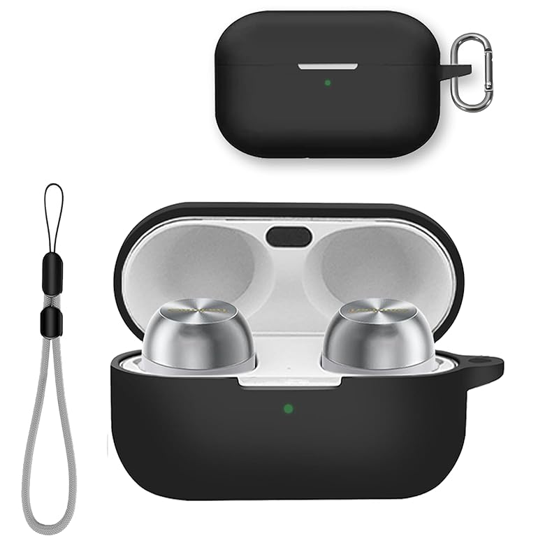 

Technics EAH-AZ100 for case Cover [YANMONGI] Wireless earphones protective cover silicone protective case -With chain charging case cover visible led