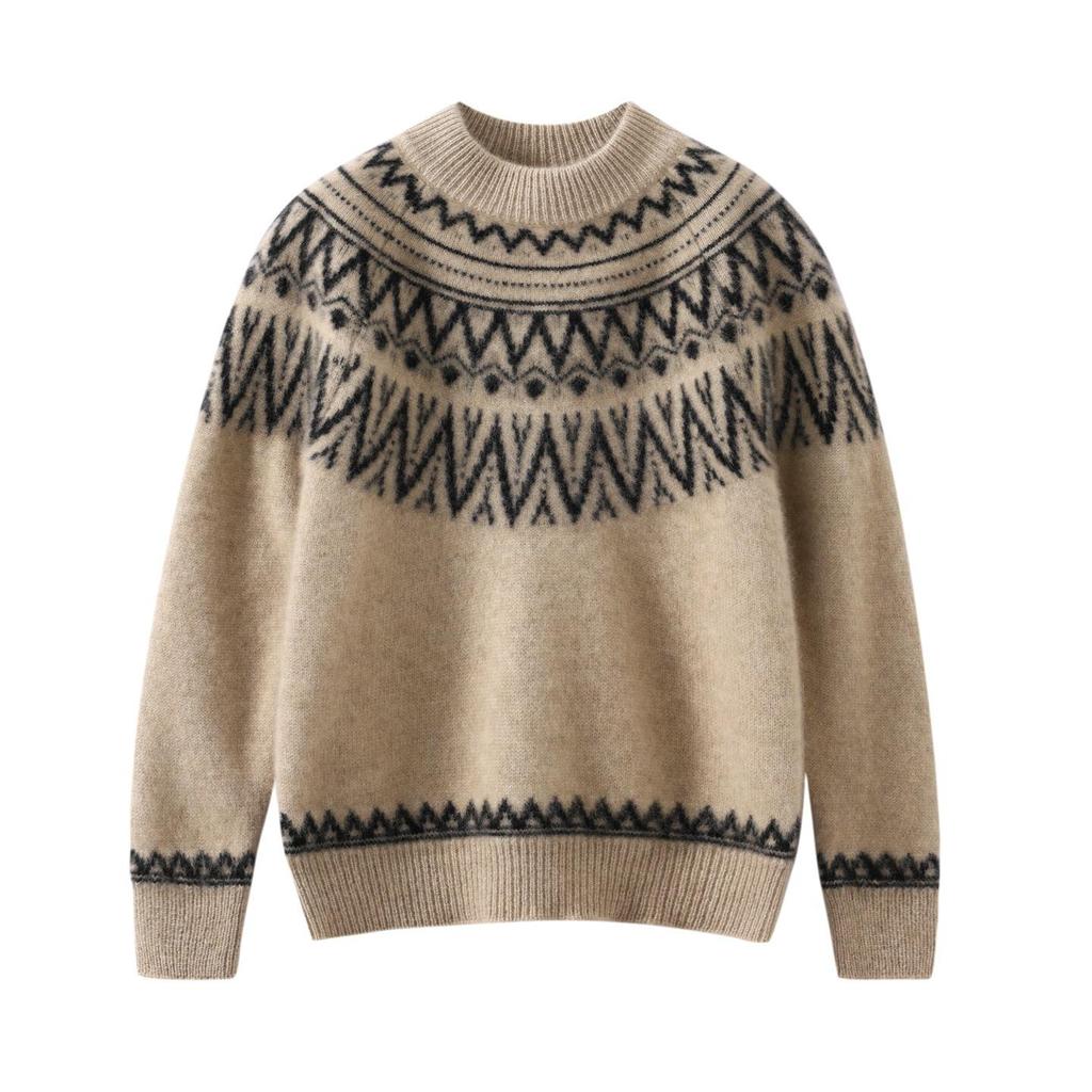 Autumn/Winter Unisex Pure Wool Fair Isle Knit Sweater Pullover for Children