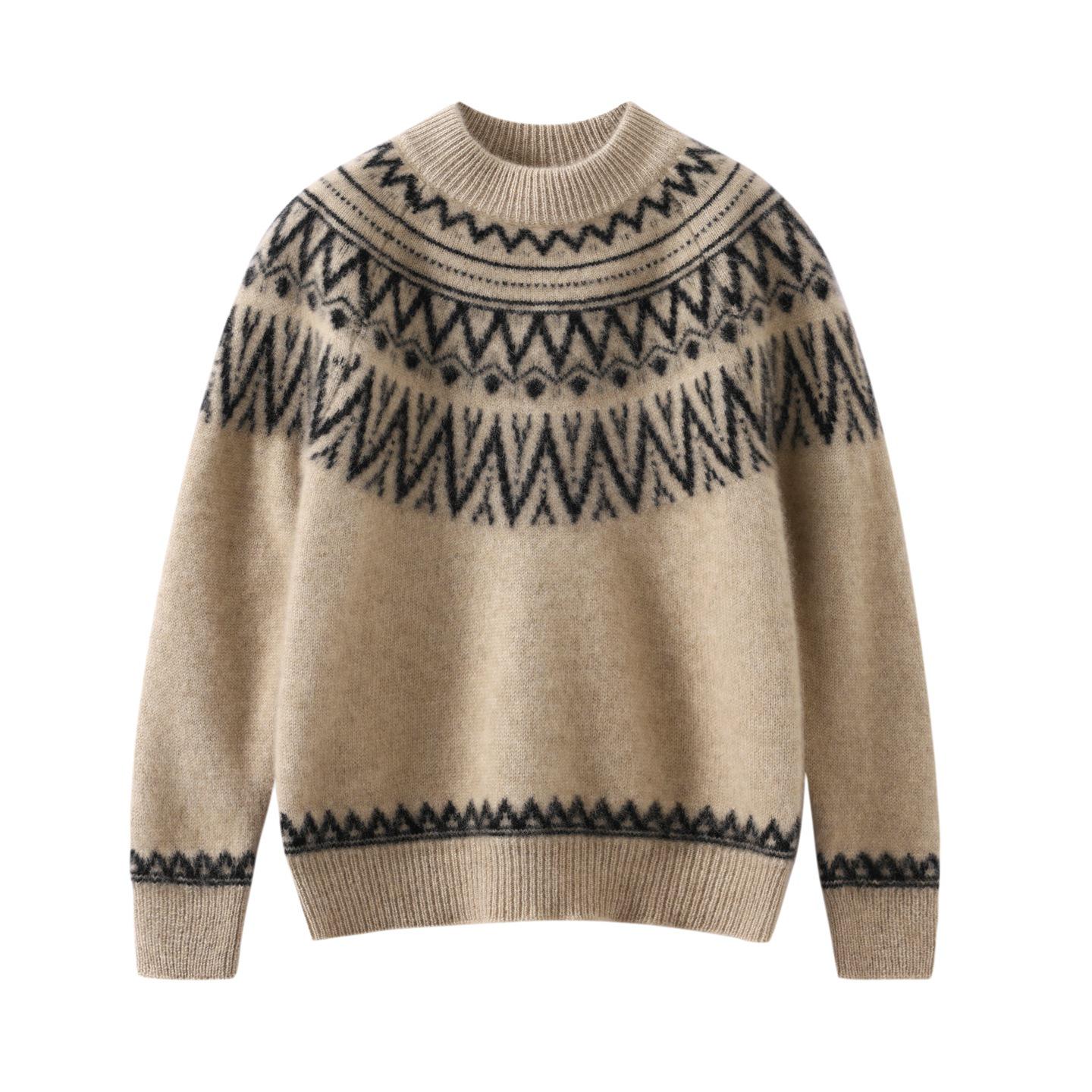 Осенне-зимний унисекс свитер-пуловер из чистой шерсти в стиле Фэр-Айл для детей 130 cm верблюд