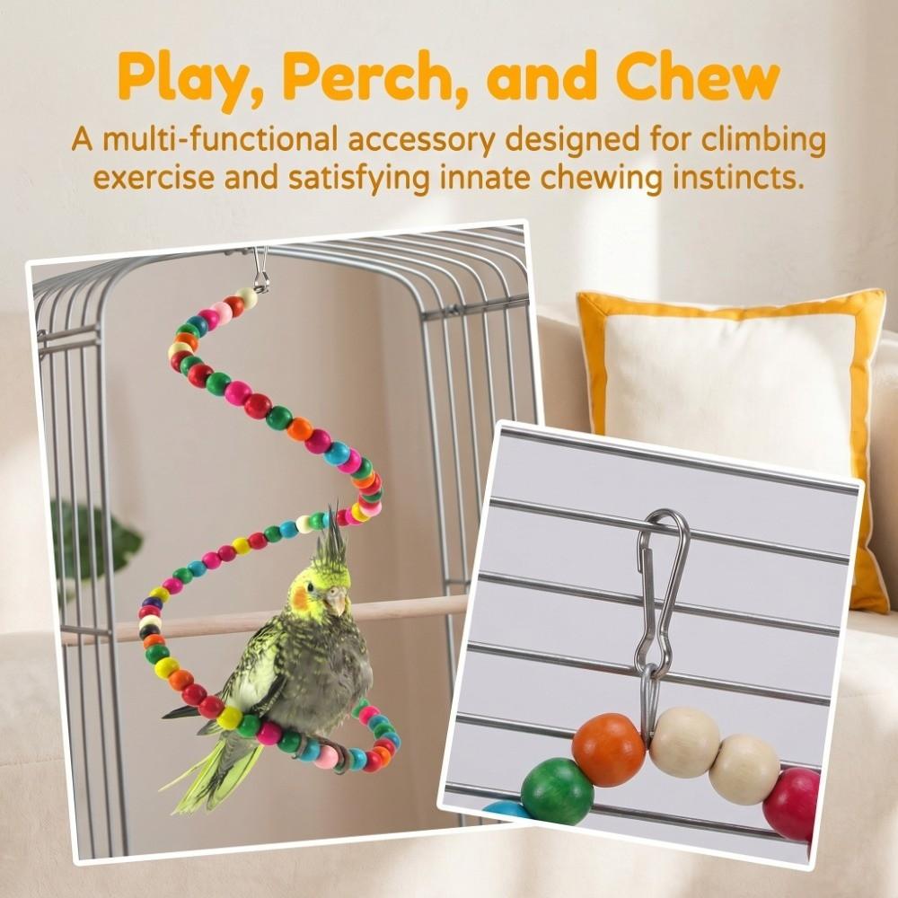 Interactive Hanging Hooks Bird Stand Colorful Beads Plastic Bird Swing Bendable Design Bird Activity Leg Exercise