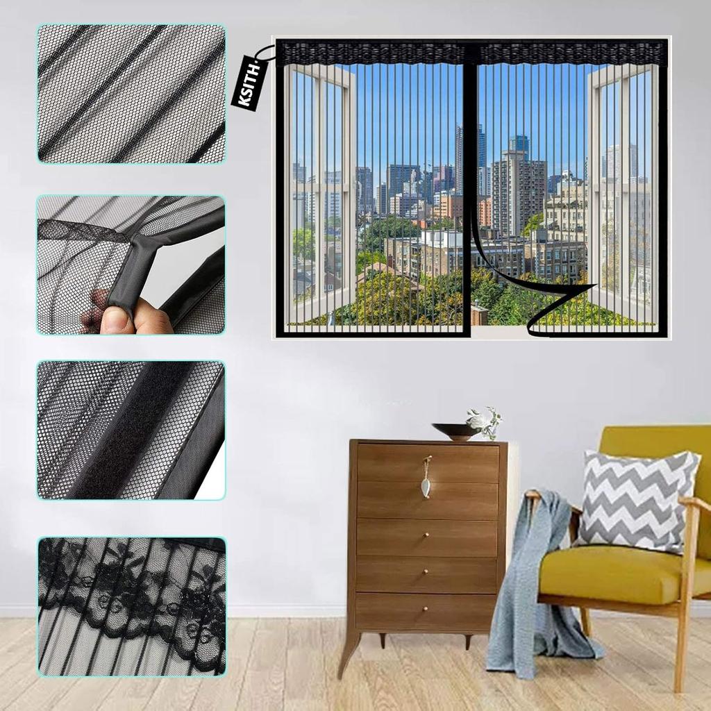 Magnetic Window Net, Transparent Washable Automatically Seal Mesh Window, Easy to Install Without Drilling, for Any Kind of Windows
