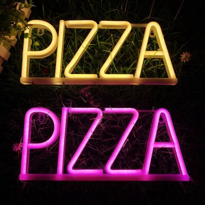 Znak neonowy Pizza Letter LED Light Creative Shape Energooszczędny, wolny od migotania obraz ścienny Tło Neon Lamp Decor
