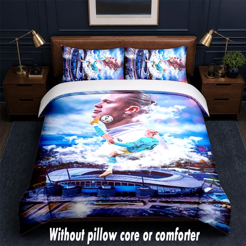 Erling Haaland Design Bed Bedding Set 1 Duvet Cover + 2 Pillowcases Soft Breathable Household Bed Linens
