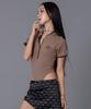 Seullisiseu Half Zip Open Back Bodysuit (Brown)