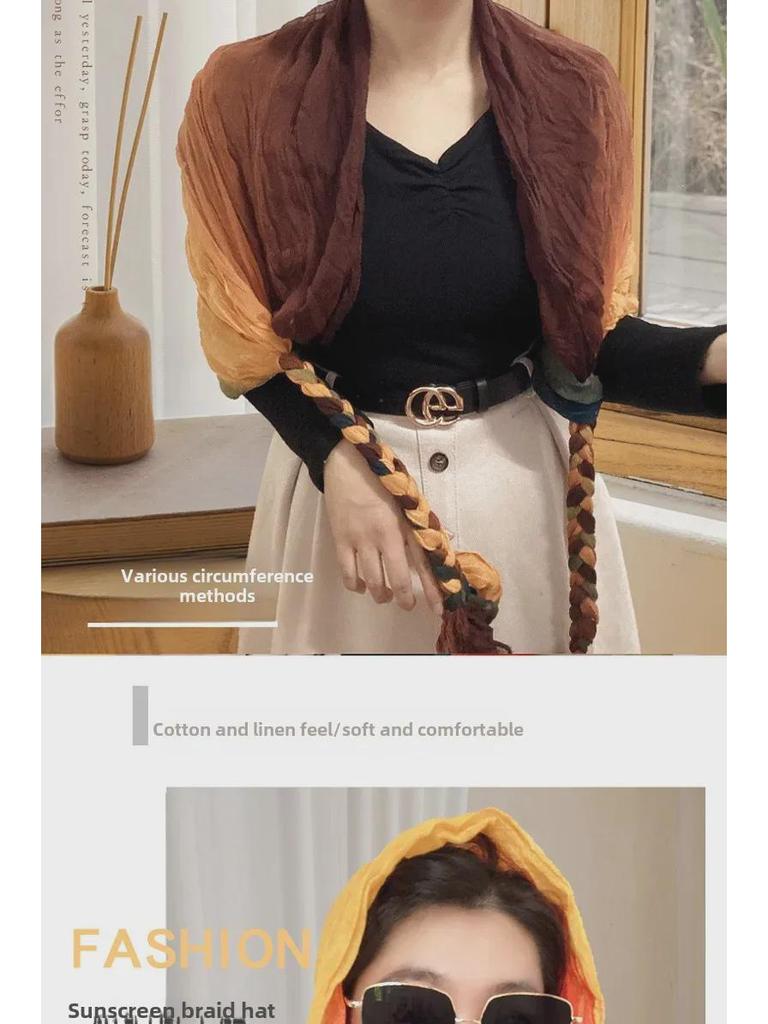 Μεταξωτό Πλισέ Μαντήλι Κεφαλής & Σάλι για Προστασία από τον Ήλιο για Όλες τις Εποχές