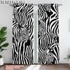 2Pc,  Window Curtains Black And White Stripe Blackout  Polyester Party Decorations Perfect For Holiday Parties
