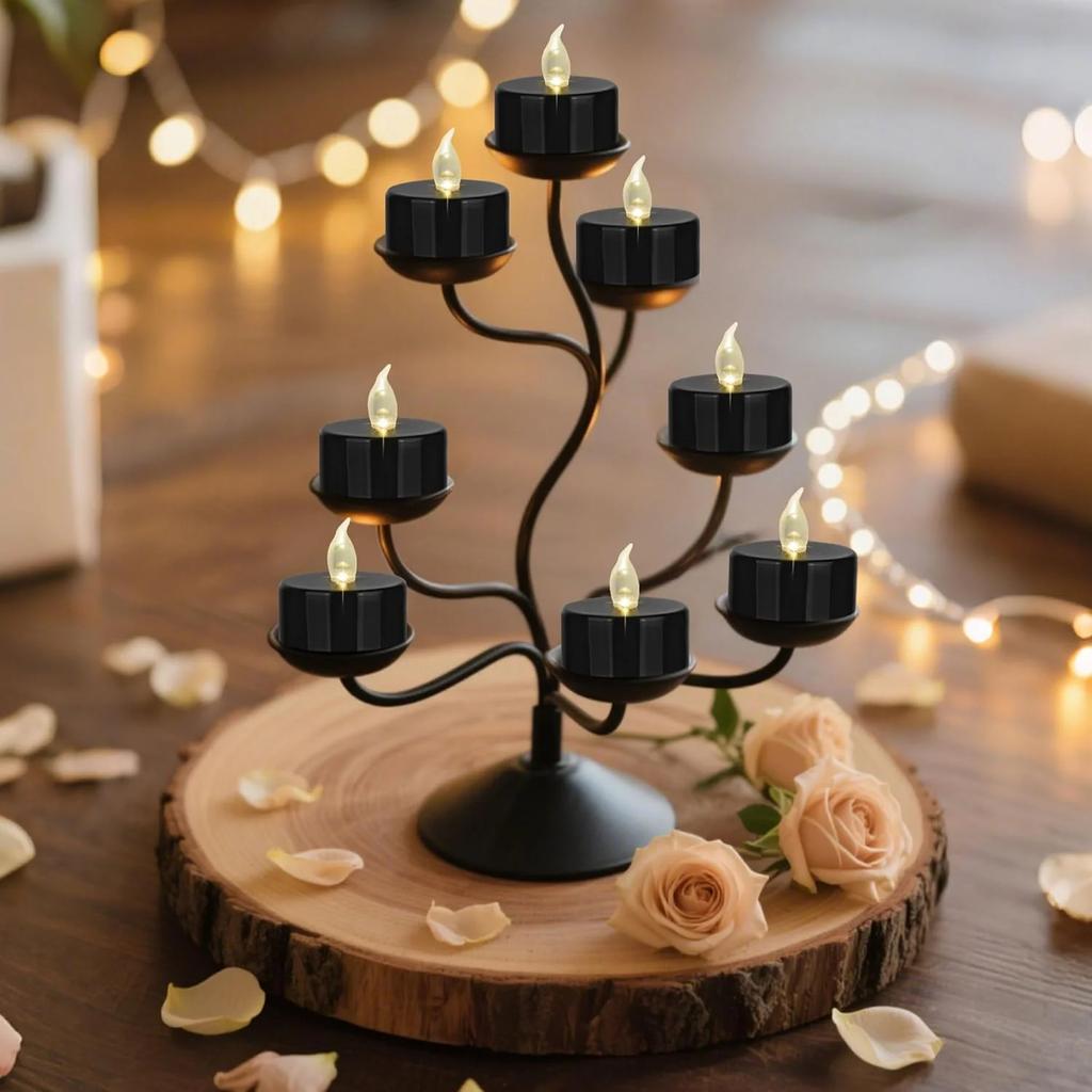 Flameless LED Tea Light Candles For Party, Wedding, Birthday, Gift Home Decoration Black