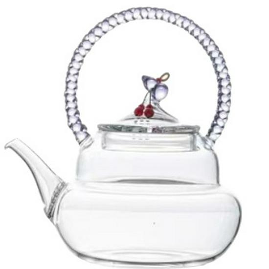 High Borosilicate Glass Teapot, Kung Fu Style Flower Design, Women's Household Kettle, In Stock