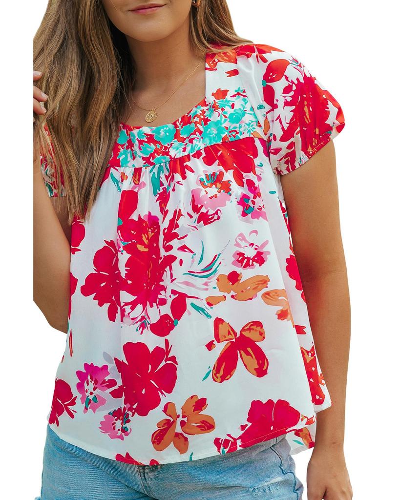 Azura Exchange Bestickte Bluse mit eckigem Ausschnitt