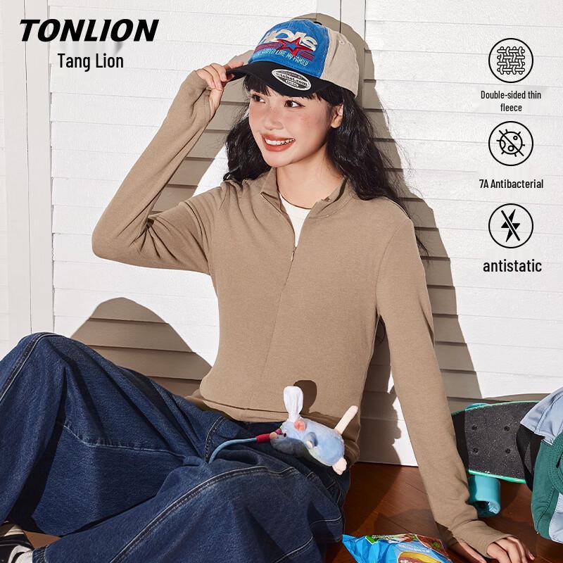 TonLion Women s Half-Zip Thin Fleece Baselayer XL