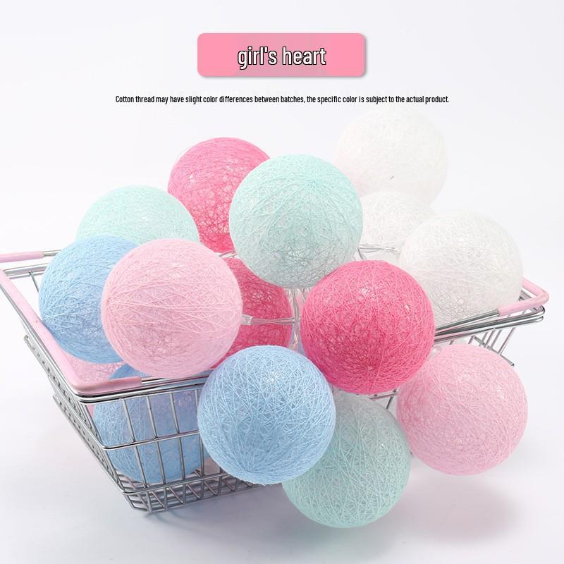 USB LED Cotton Ball String Lights - Christmas Holiday Starry Sky Decorative Flashing Lights