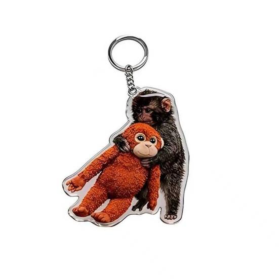Keychain Pendant Protect Punch The Monkey Key Chain Bag Backpack Car Charm Small Keyring Mini Accessory