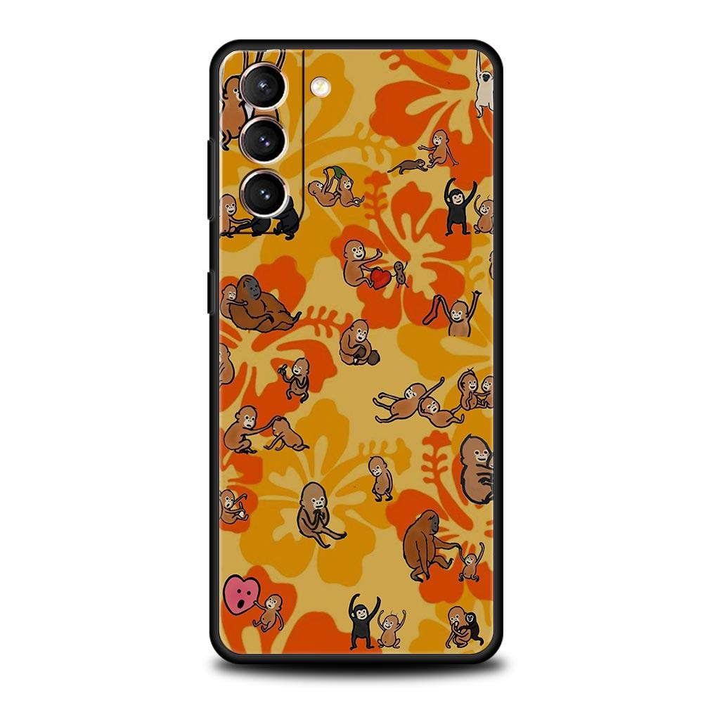 Affe Und Banane Handyhülle Cover für Samsung Galaxy S26 S25 S24 S23 S22 S20 S21 FE Ultra S25 Edge Plus 5G Weiche TPU Hülle Capas