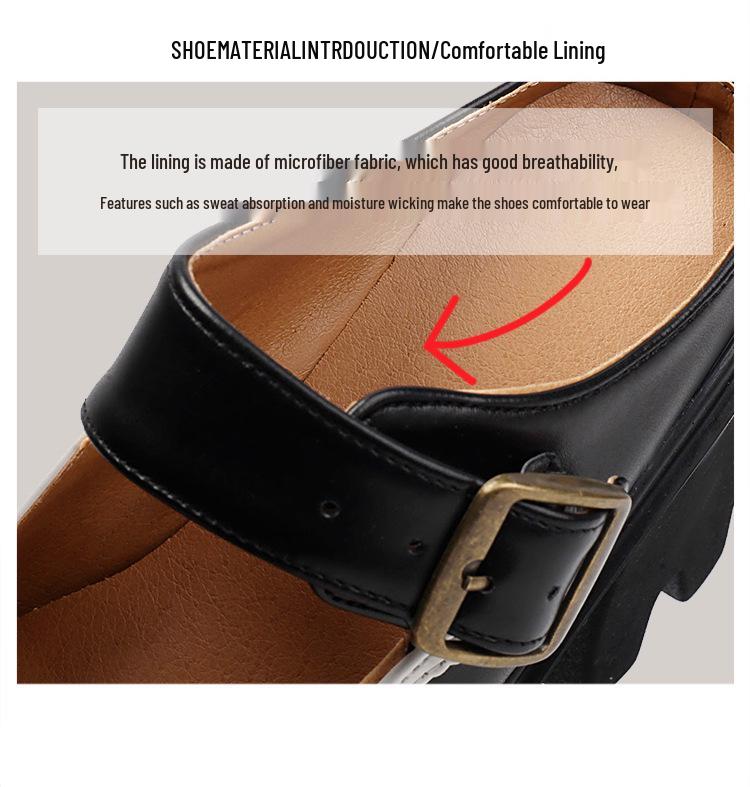 2026 Women's Mary Jane Sandals: Square Toe, Height-Boosting Thick Sole, Breathable Platform, Chunky Heel, Versatile Plus-Size Leather Shoes