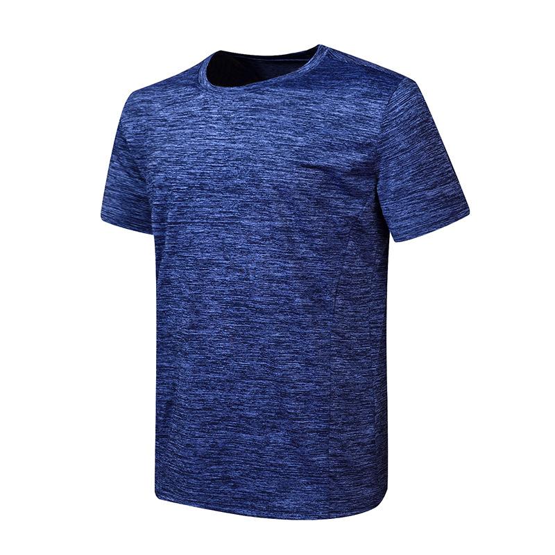 Quick-drying T-shirt Large size men's elastic short-sleeved sports running fitness breathable yoga thin top Quick-drying outdoor light and thin