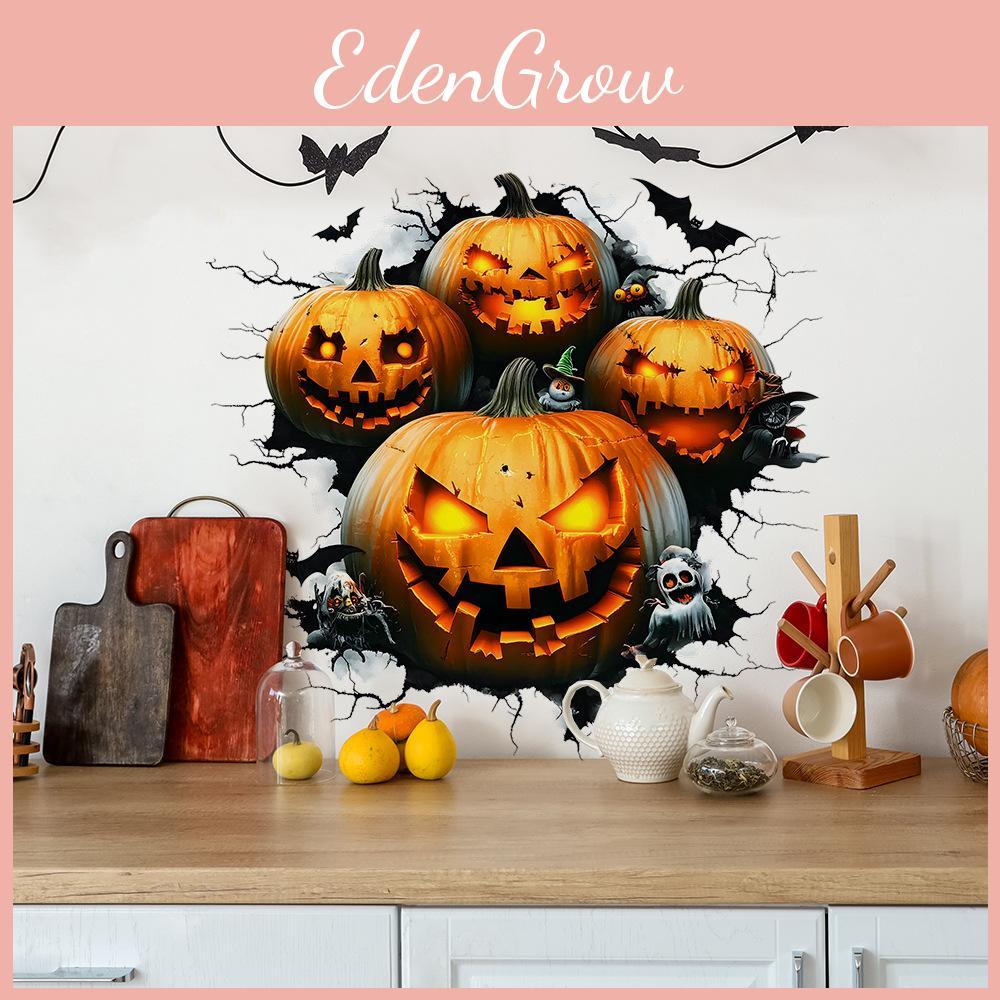 Pvc Halloween Wall Art Pumpkin Bat Decor For Home Office And Commercial Use